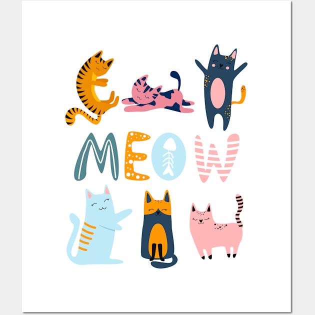 Meow cute cat design Wall Art by kuallidesigns